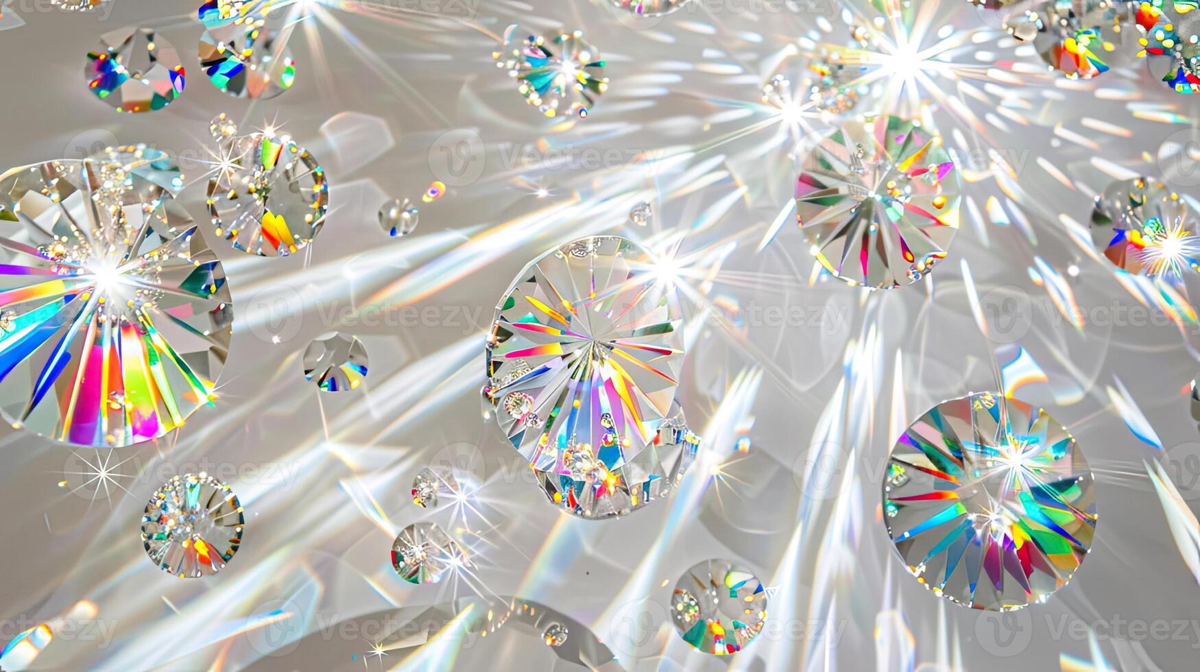 A bunch of diamonds are scattered on a white background photo