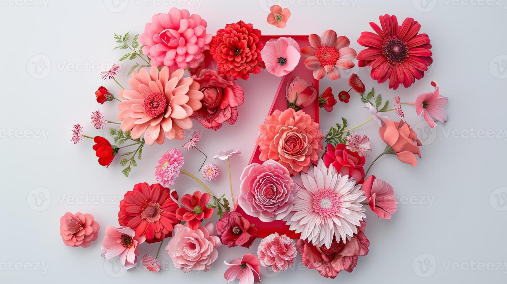 A number 7 made of flowers on a white background photo
