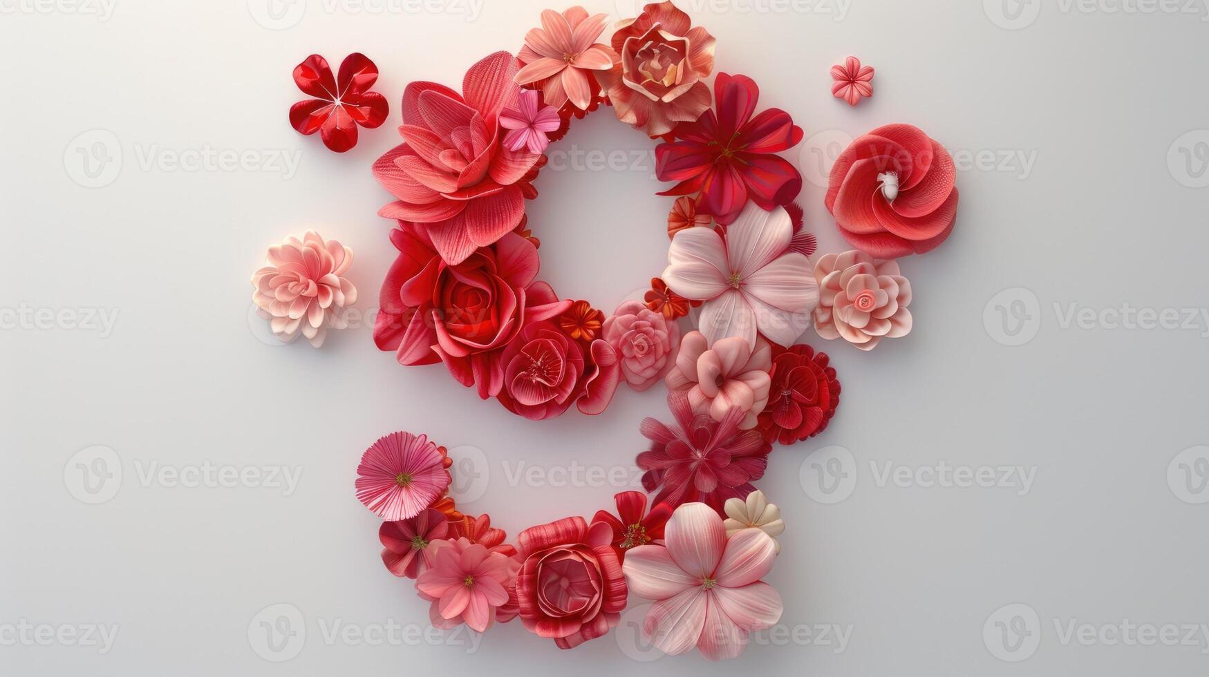 A letter p made of flowers on a white background photo