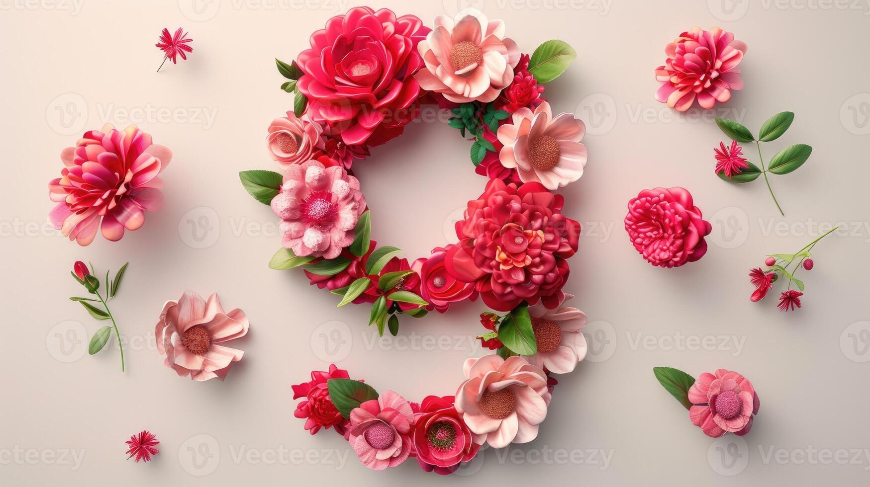 The letter e is made of flowers and leaves photo