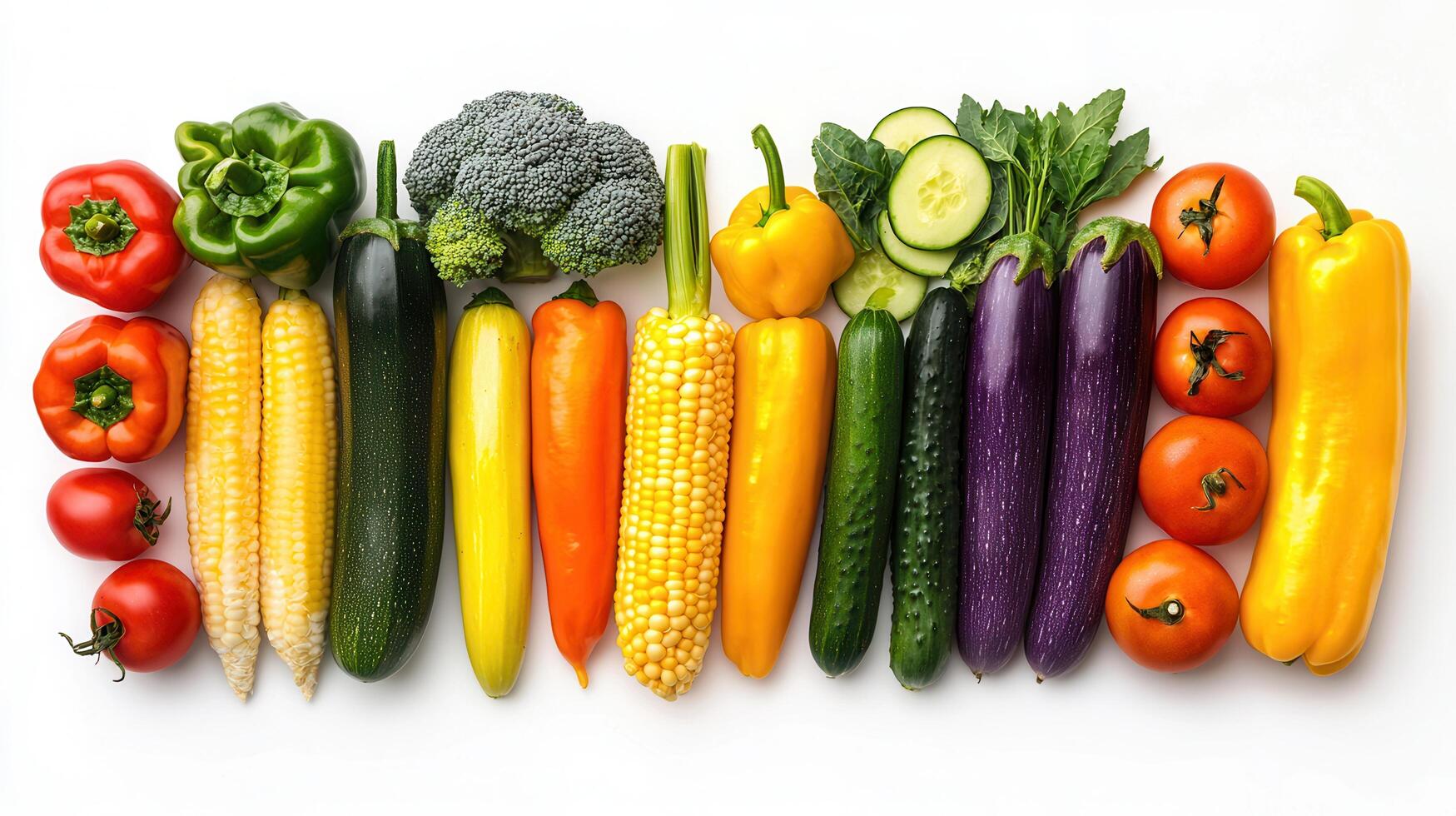 Vibrant Rainbow of Fresh Vegetables Arranged for a Healthy Eating Concept Perfect for Cookbook or Dietary Website photo