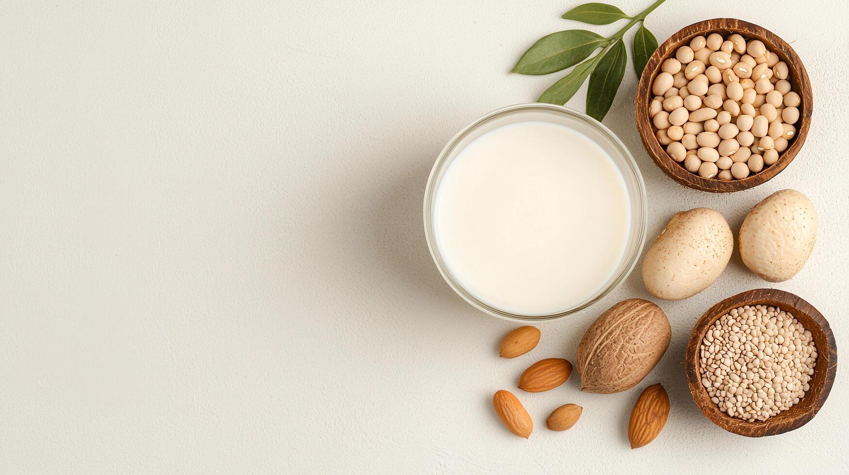 Delicious Plant Based Milk with Soybeans Almonds and Quinoa for a Healthy Lifestyle photo