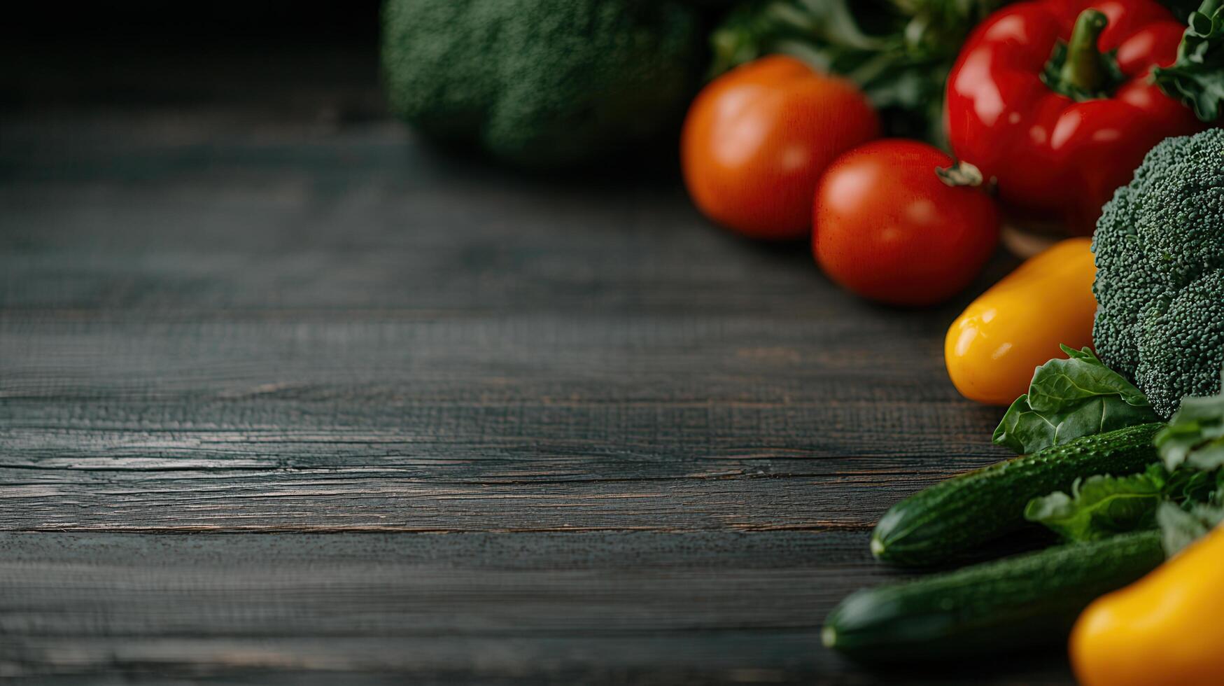 Fresh Vibrant Vegetables on Rustic Wooden Background Healthy Eating Concept photo