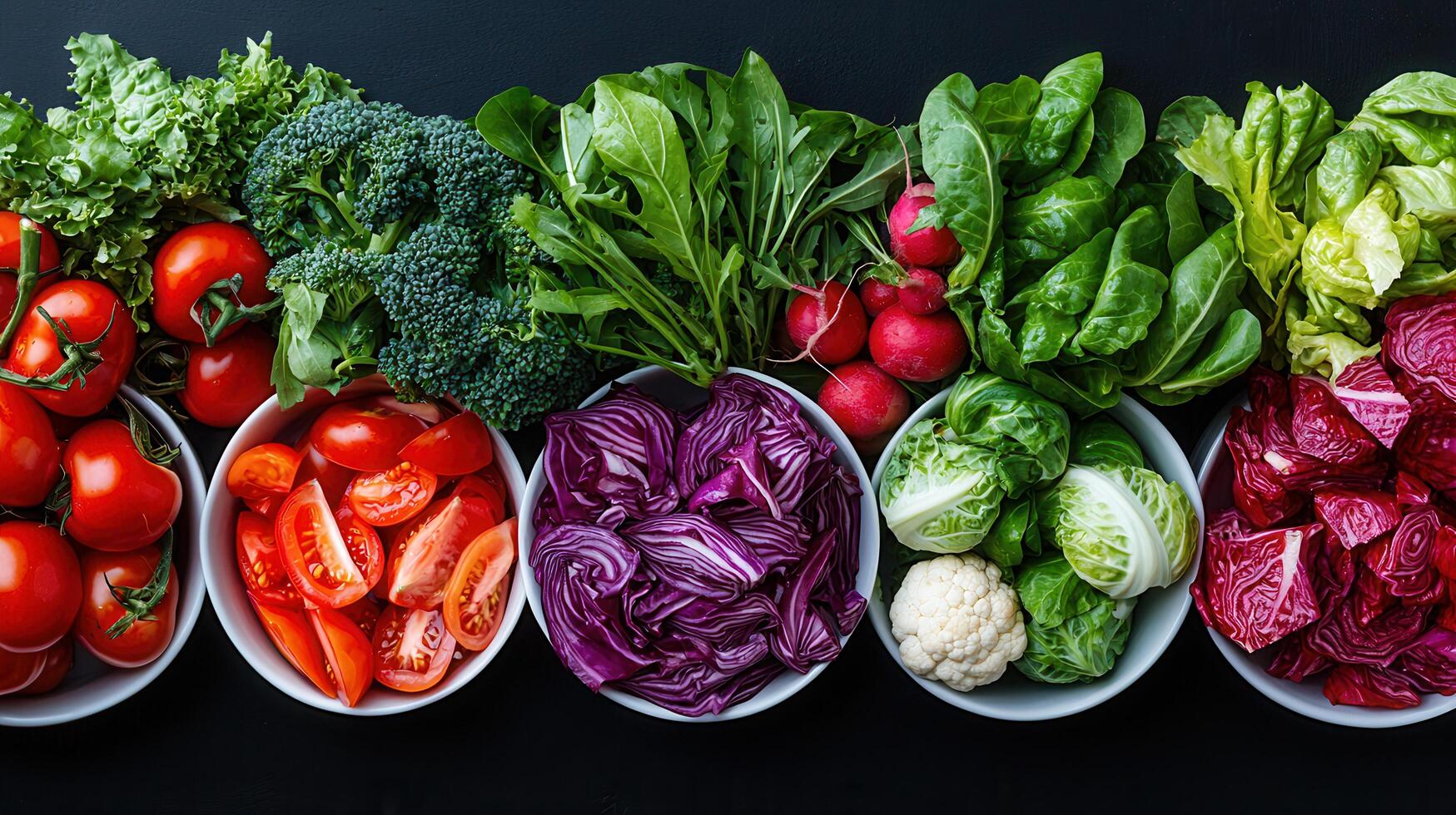 Vibrant Assortment of Fresh Vegetables in Bowls A Colorful Display of Healthy Eating photo