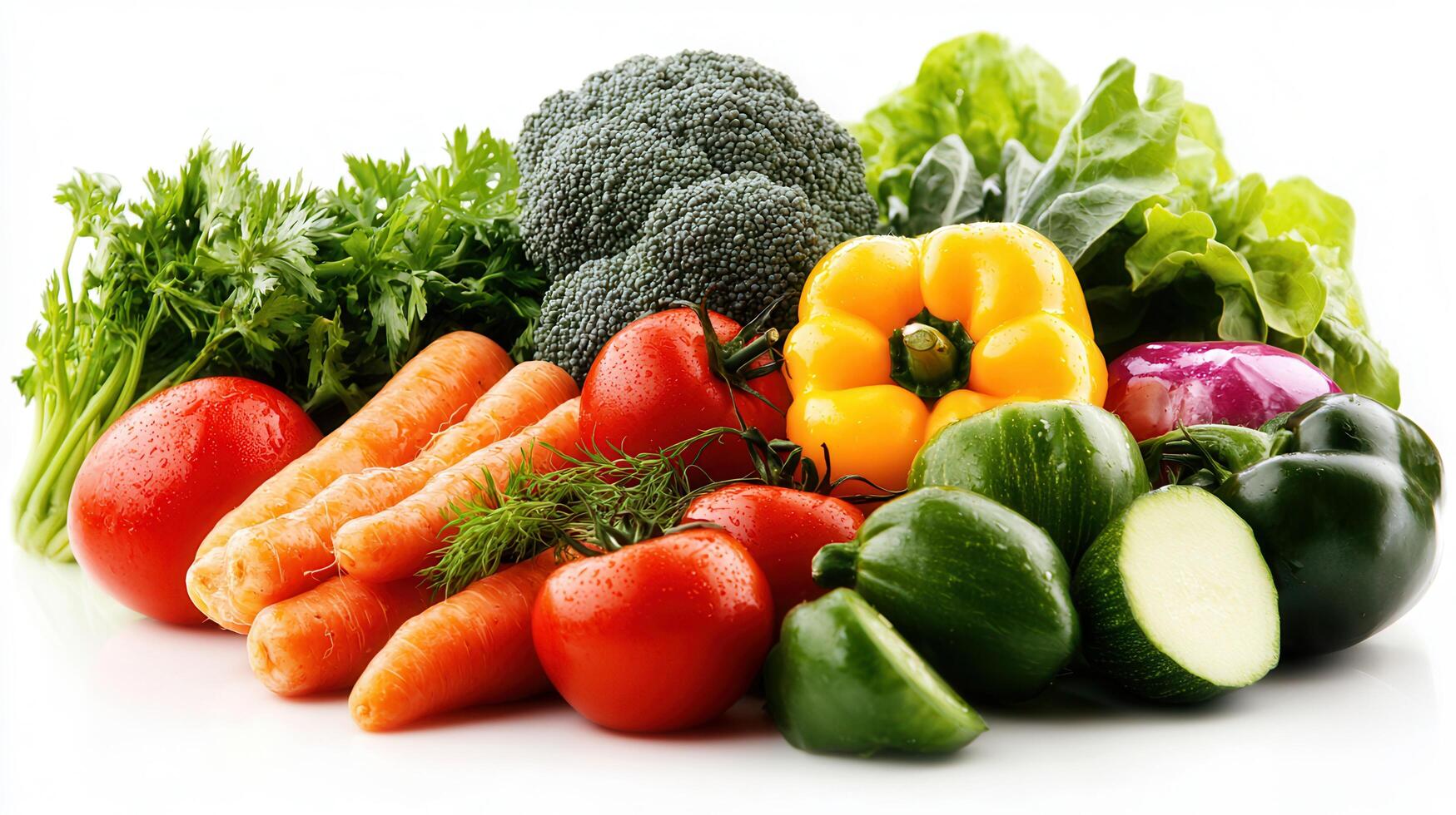Fresh Colorful Vegetables Assortment Broccoli Carrots Tomatoes Peppers and More A Healthy and Vibrant Food Composition photo