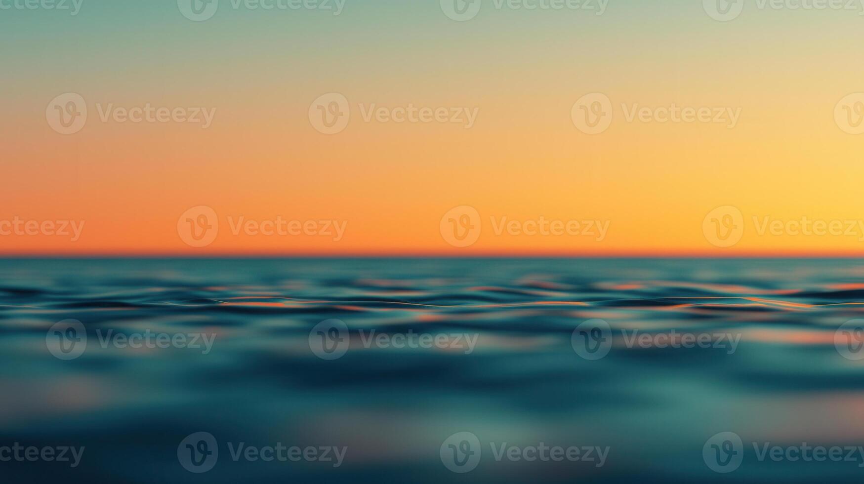 Serene Ocean Sunset Calm Water Surface at Golden Hour Peaceful Seascape Background photo
