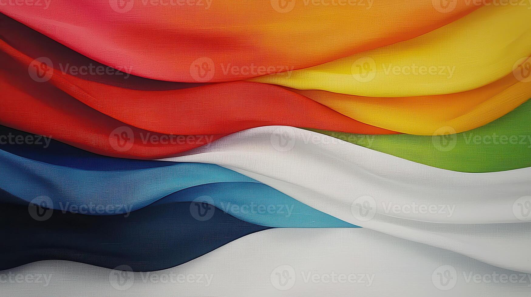 Abstract Colorful Fabric Drapes Vibrant Red Orange Yellow Green Blue White Texture Background photo