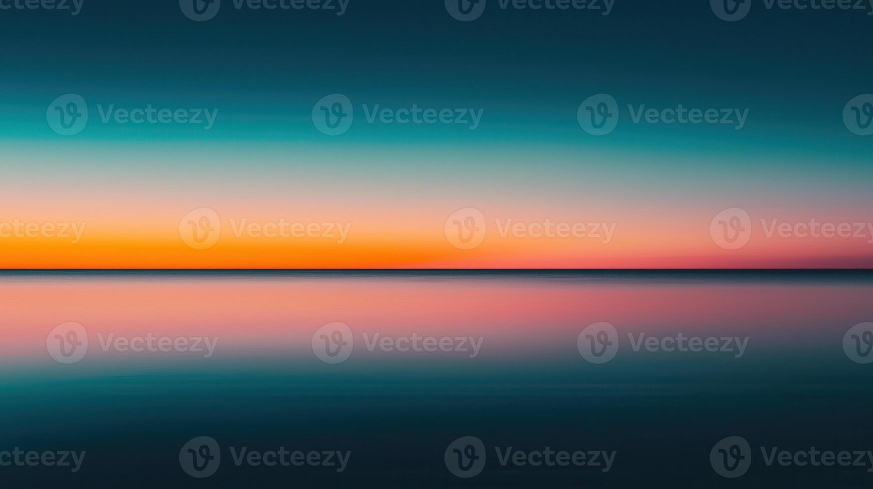 Serene Sunset Over Calm Ocean Water Peaceful Colorful Sky Horizon photo