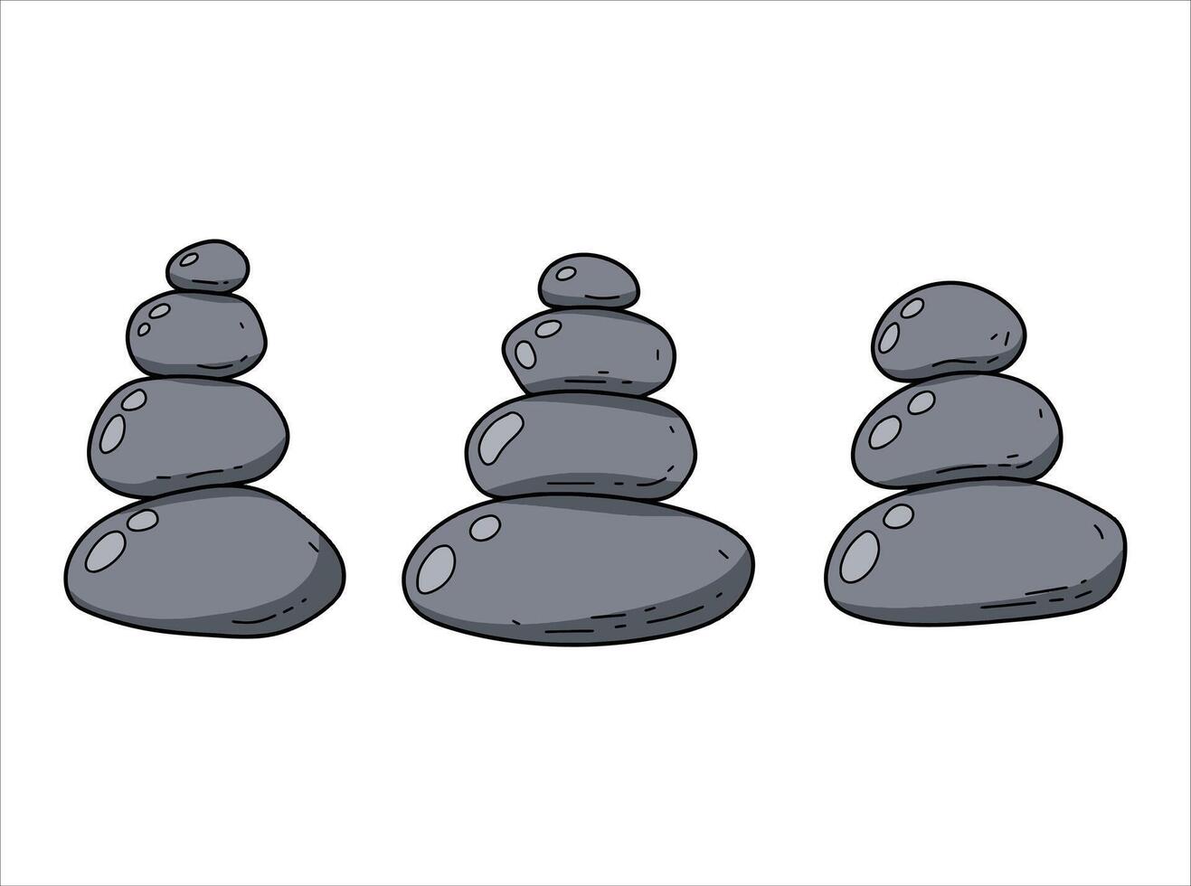 Group of stone. Pile of minimalist tower. Wellness and calm symbol. Rock pyramid and zen balance with stability vector