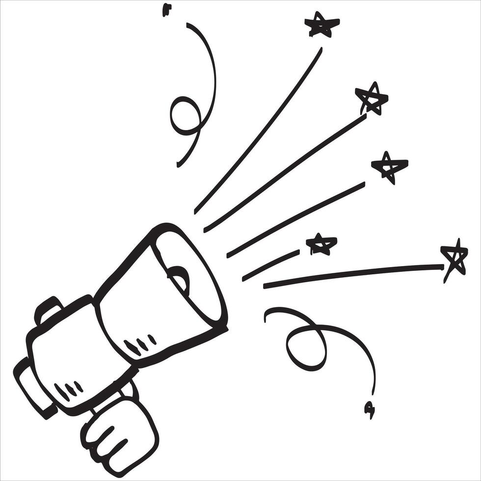 Marketing megaphone or broadcast. Emergency red bullhorn speaker. Cartoon loud alert warning vector