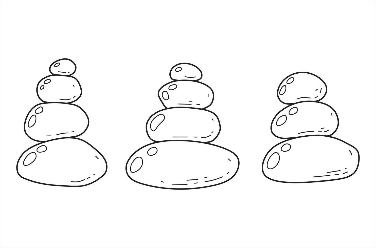Group of stone. Rock pyramid and balance with stability. Pile of minimalist tower. Wellness and calm symbol vector