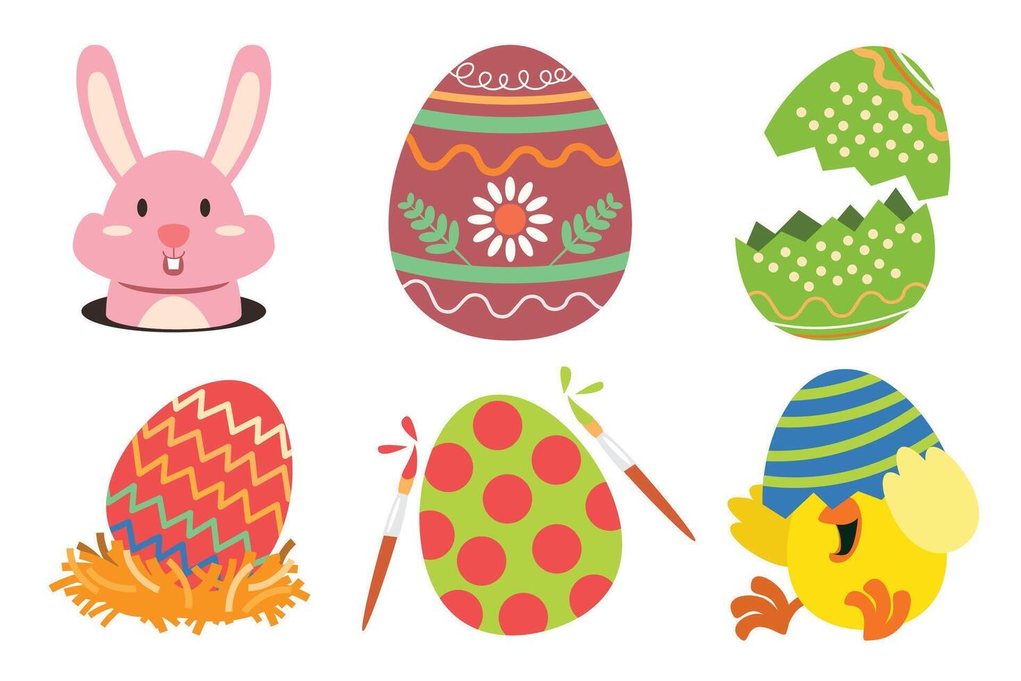 Easter Egg Cartoon Characters illustration vector