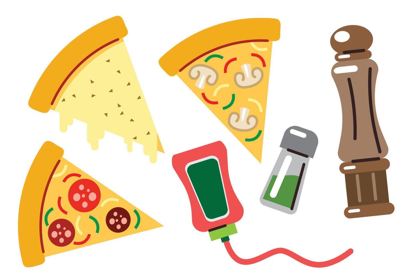Pizza Slices with Toppings vector
