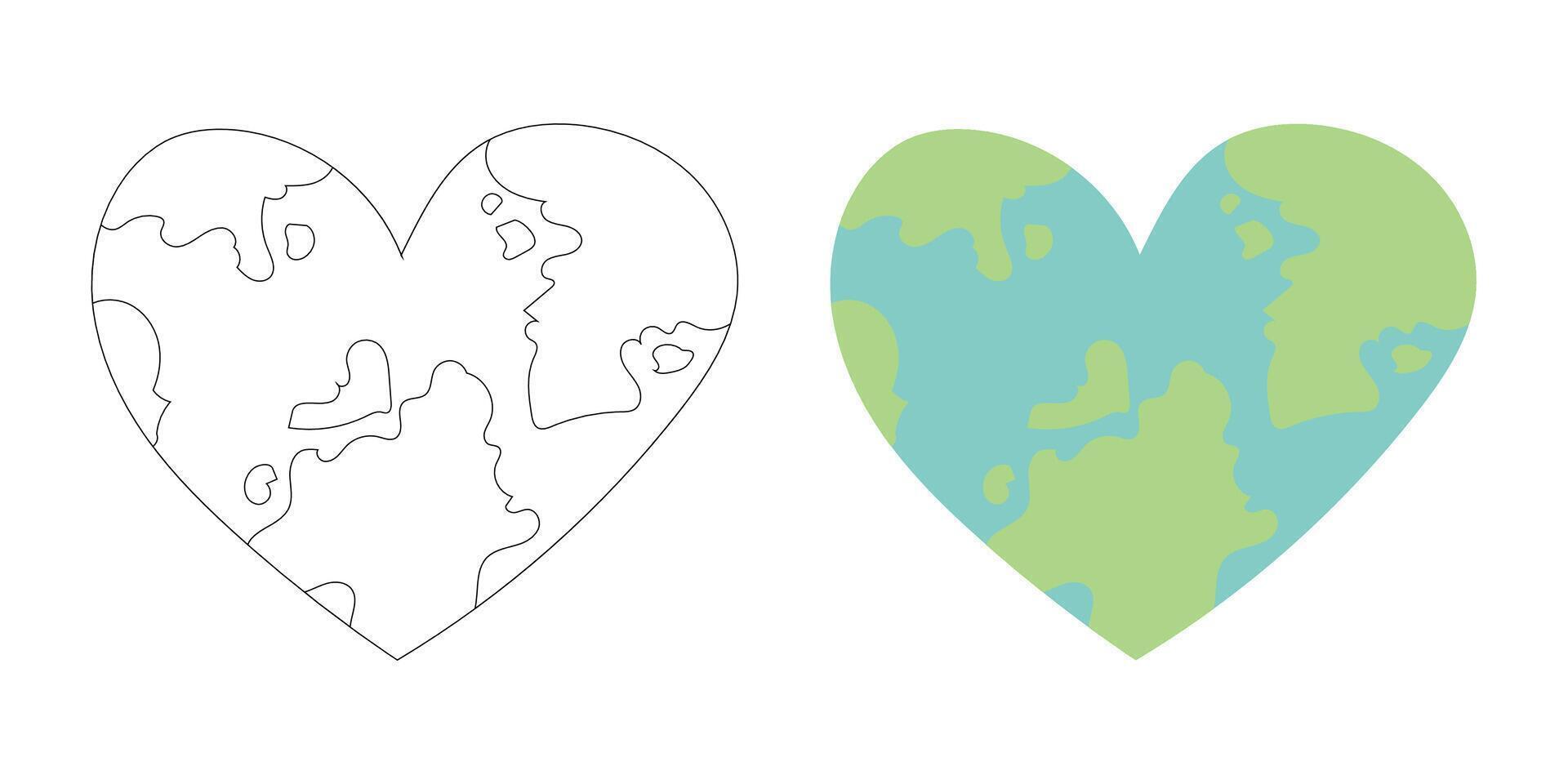 Heart-shaped earth design symbolizing global love, planet care, sustainability, and climate awareness. Perfect for eco campaigns and environmental education vector