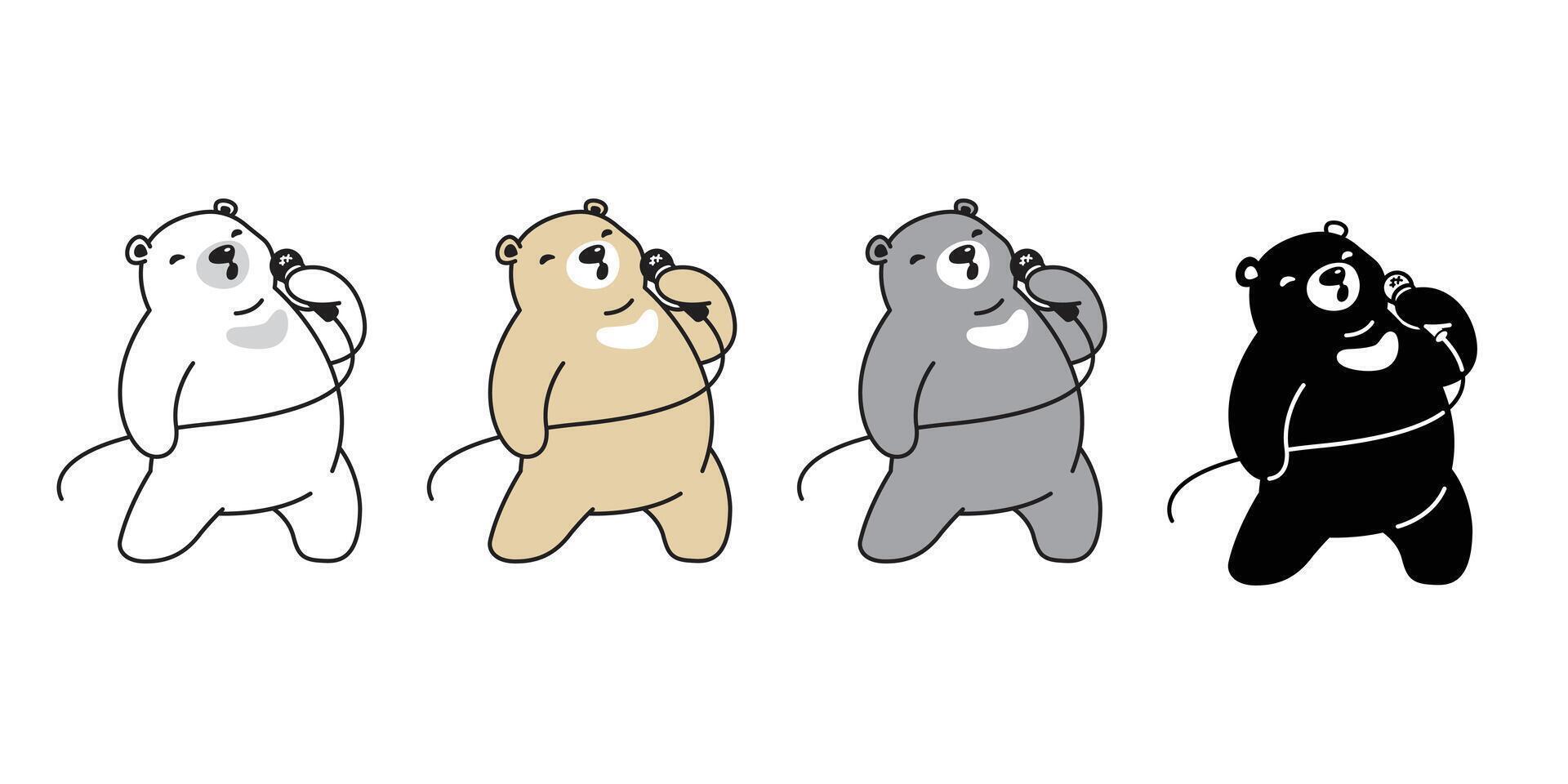 Bear polar icon singing song microphone teddy pet cartoon character logo symbol illustration clip art isolated design vector