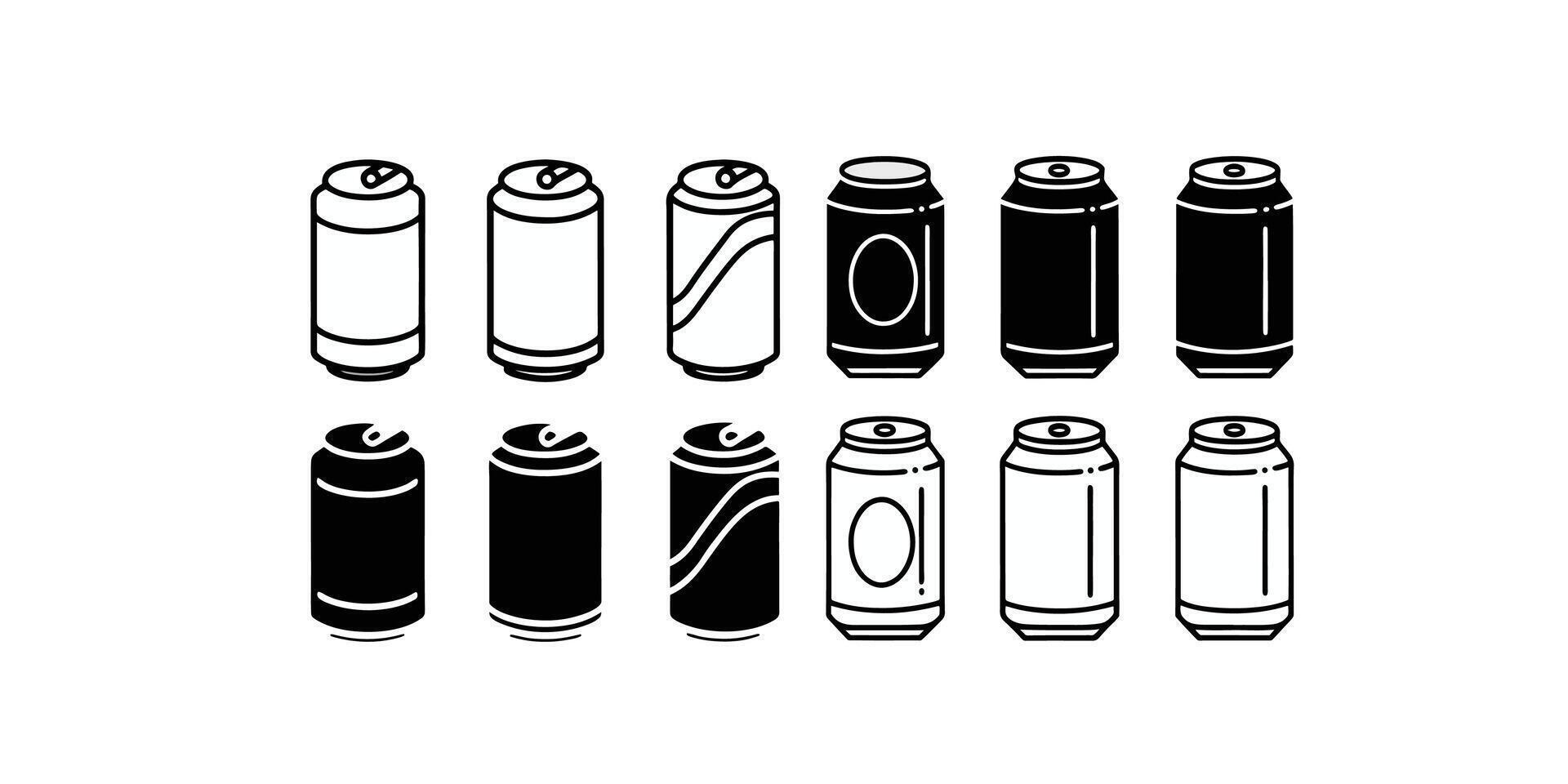 Print Dented soda cans icons set vector