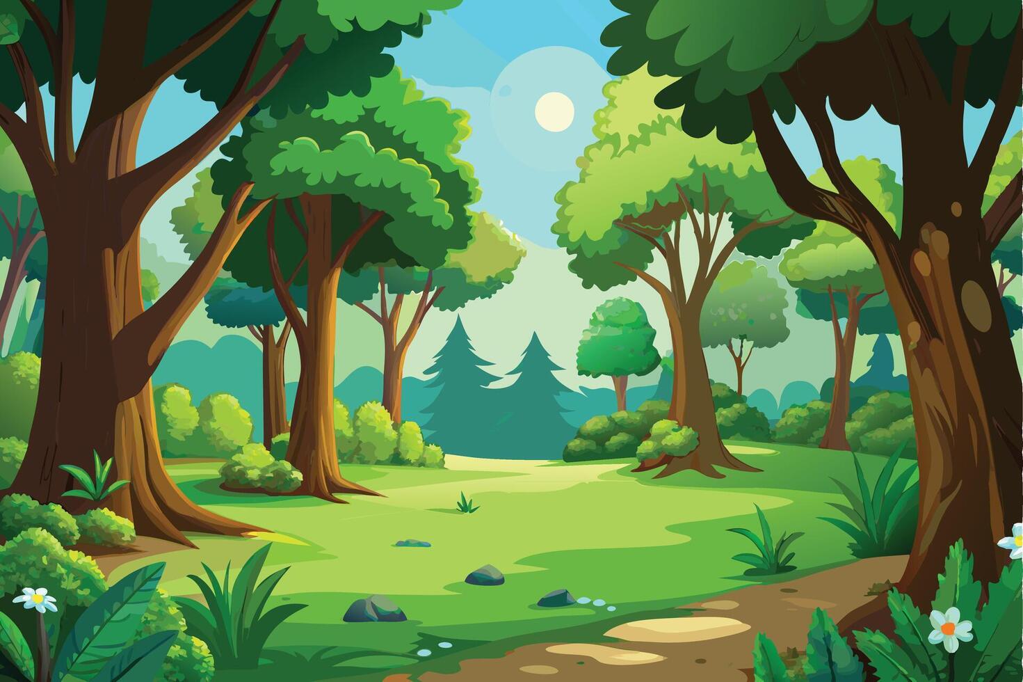A forest with trees and a forest with a forest background vector