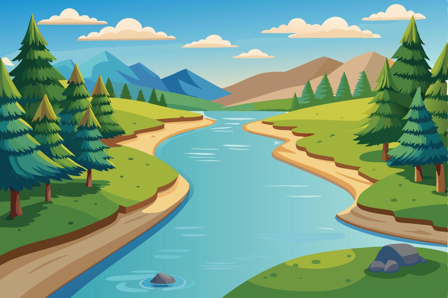 Cartoon River background vector