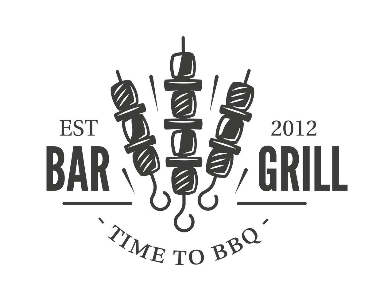 Barbecue kebab logo isolated on white background vector