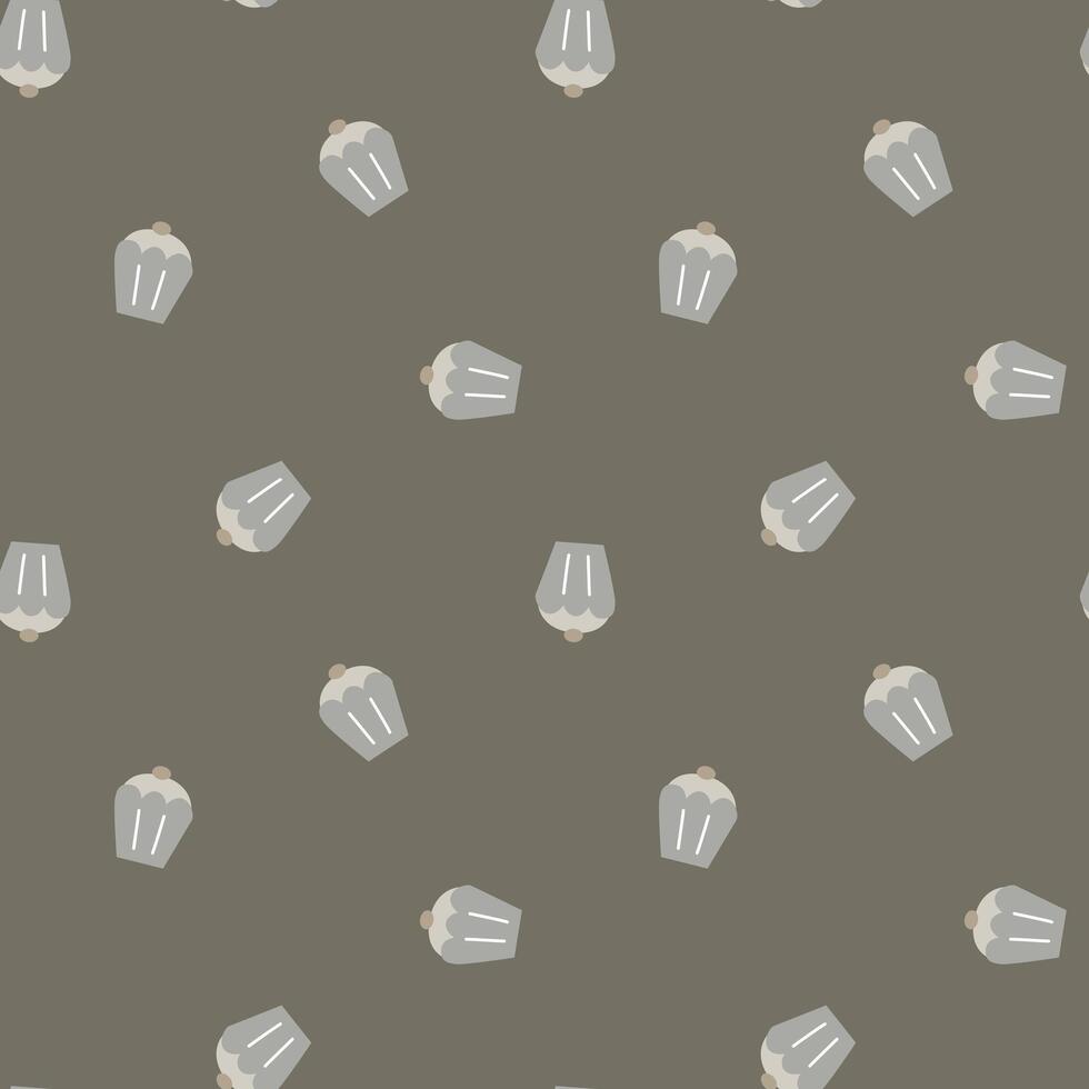 seamless minimal sweet dessert cupcake repeat pattern in brown background vector