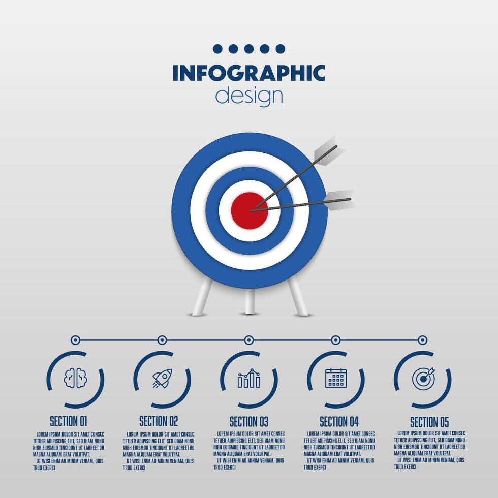 Timeline infographic template with 5 elements workflow process charts vector