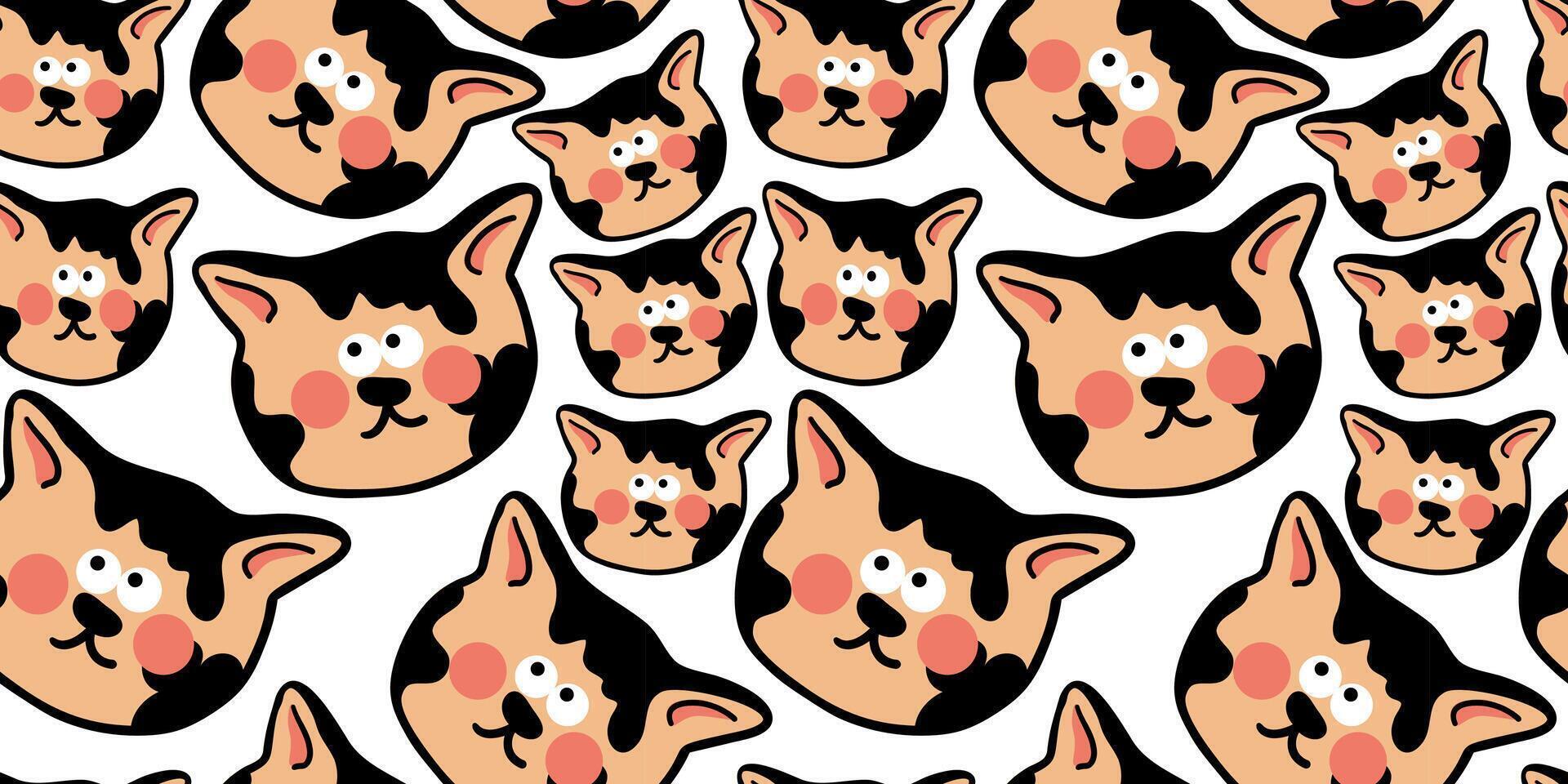 seamless pattern with surprising cats portraits vector