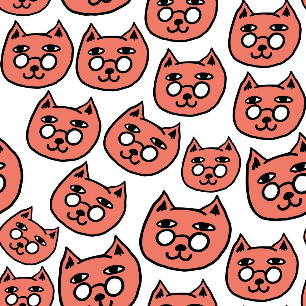 seamless pattern with ginger and smart cat vector