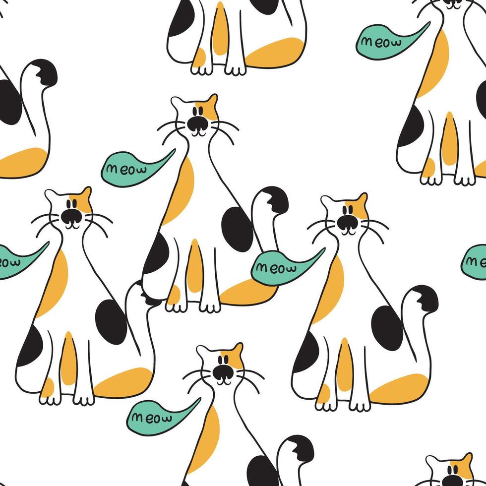 seamless pattern with cats meow vector