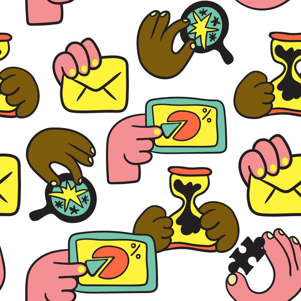 seamless pattern with hands icons vector