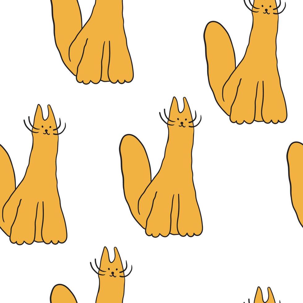seamless pattern with orange fluffy cat vector