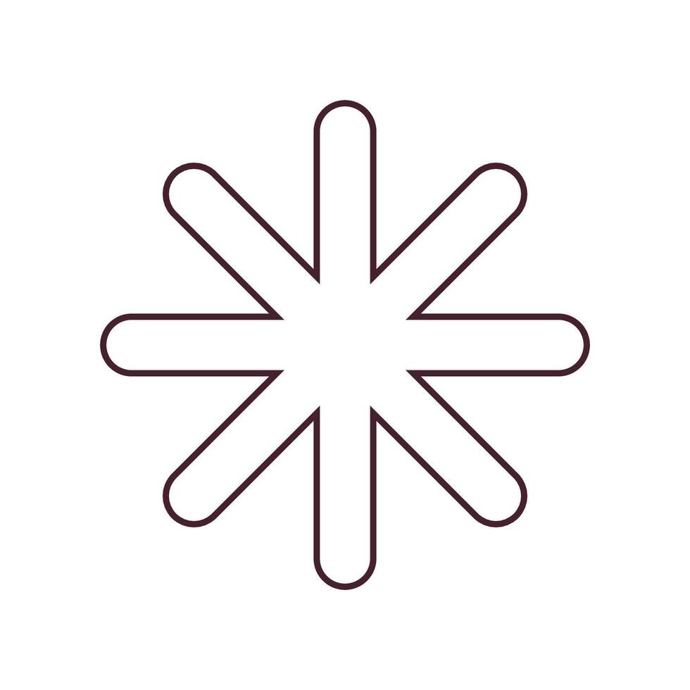 Snowflake symbol representing cold weather, winter, and frost. Ideal for forecasts, meteorological reports, seasonal designs, and climate graphics. vector
