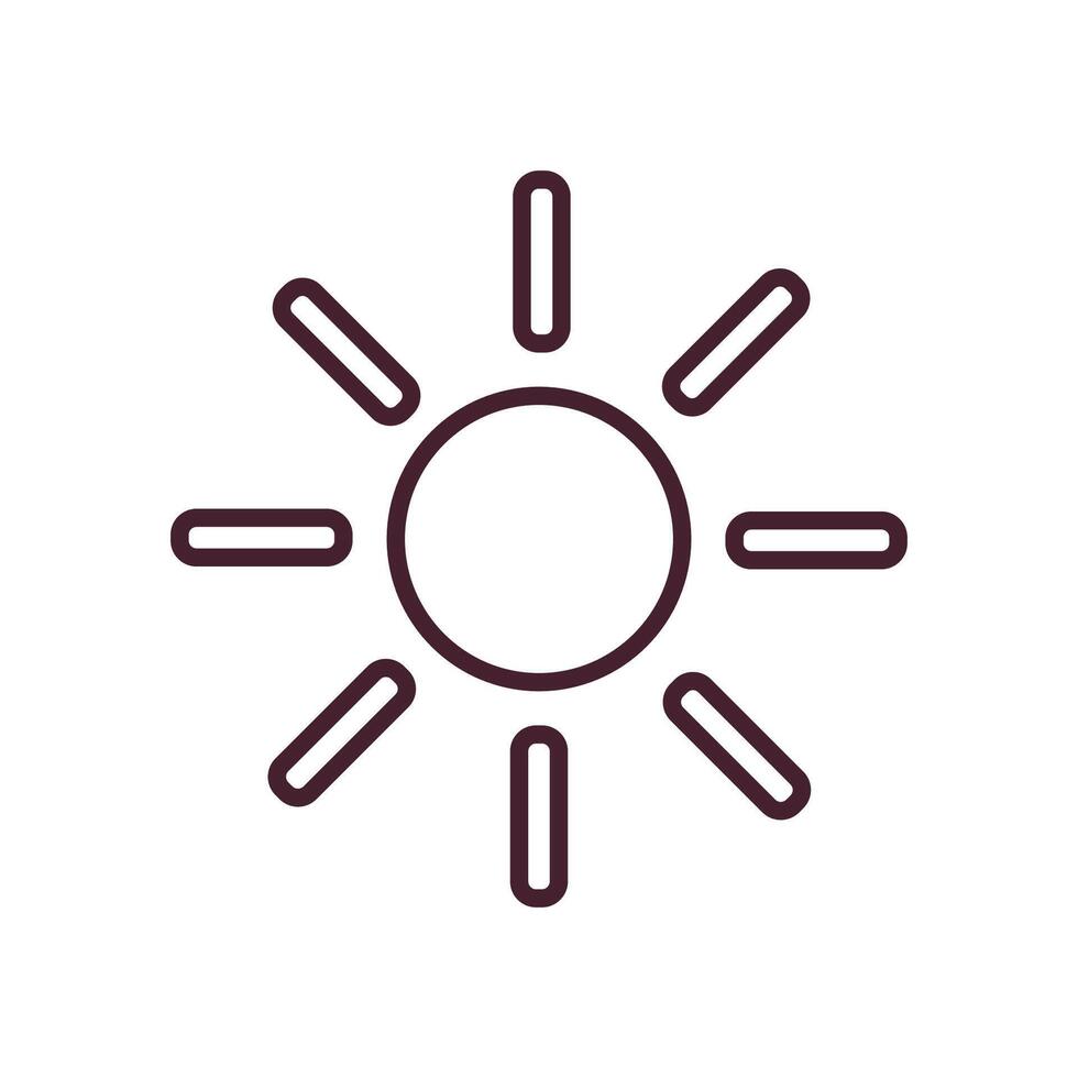 Radiant sun symbol representing warmth, energy, and daylight. Ideal for weather forecasts, climate graphics, solar energy themes, and seasonal designs. vector