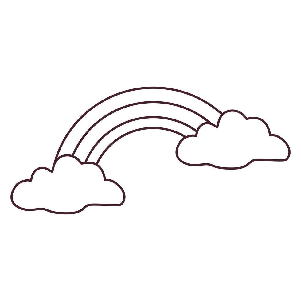 Rainbow with clouds symbolizing beauty, weather change, and hope. Ideal for forecasts, climate reports, nature themes, and decorative designs. vector