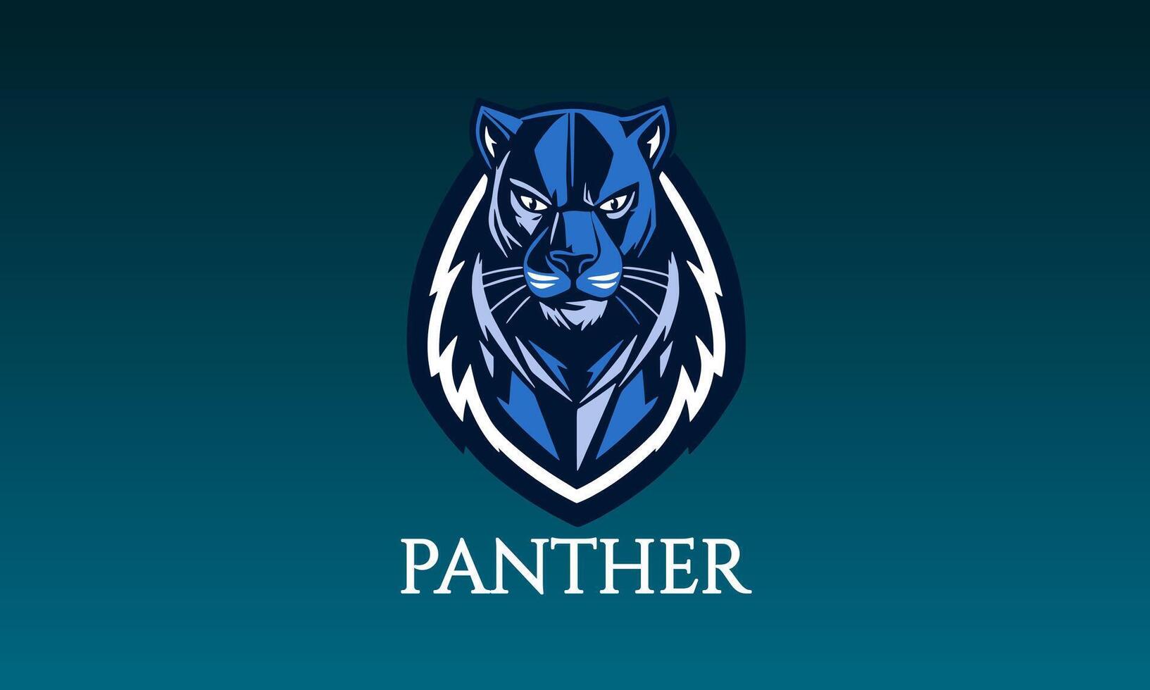 Blue Panther Face Badge Design vector