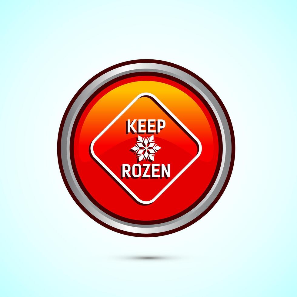 Keep frozen icon design illustration, Frozen product badge label sign, Orange color round button design vector