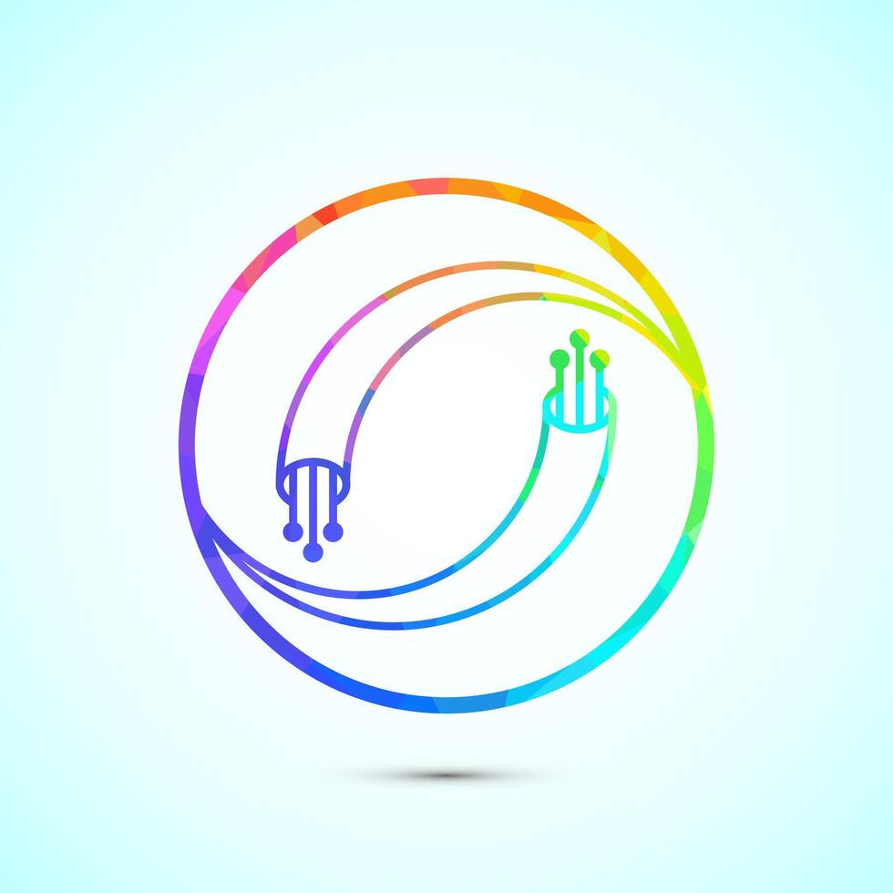 Fiber optic cable icon design. Electric wire sign, digital internet, low poly style vector