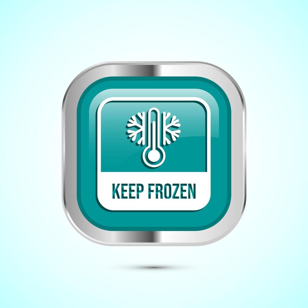 Keep frozen icon design illustration, Frozen product badge label sign, Teal color square button design vector