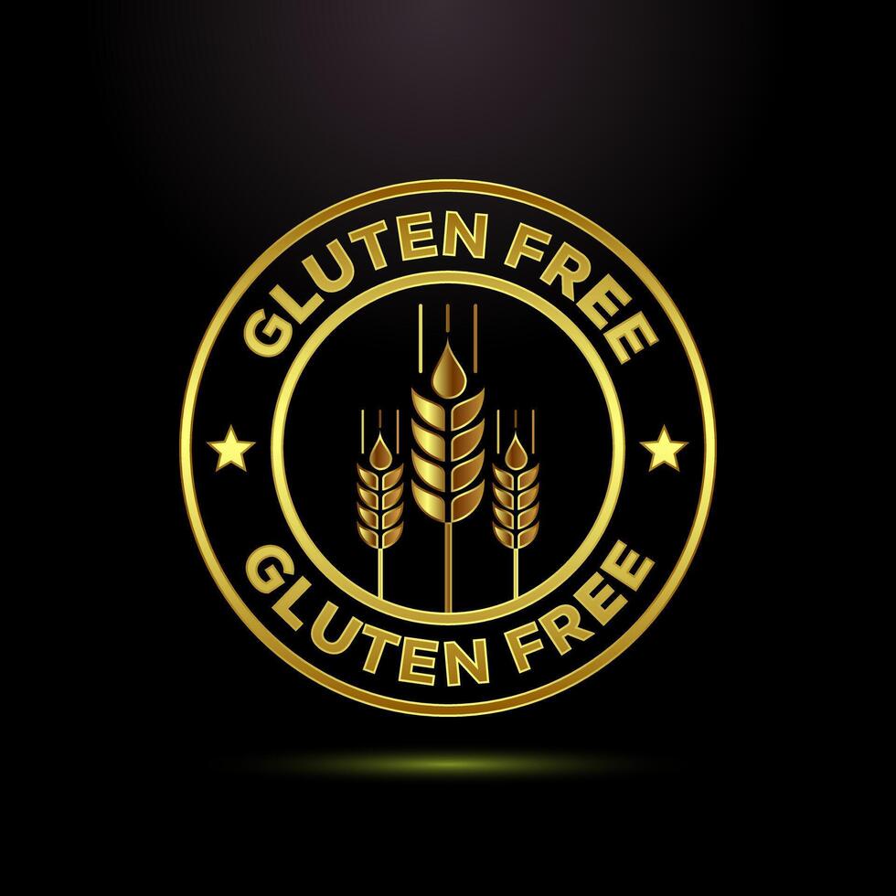 Gluten free icon illustration, Non gluten food symbol in gold color style vector
