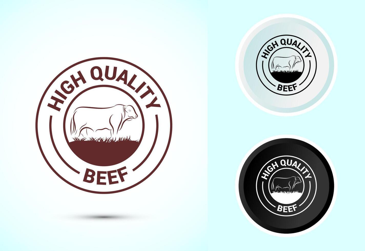 High quality beef icon design illustration, High quality beef badge, Fresh meat label, Color black and white vector