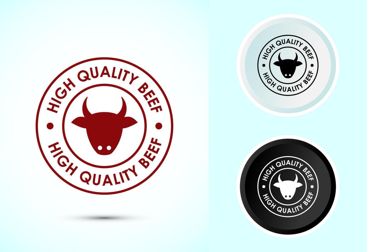 High quality beef icon design illustration, High quality beef meat badge, Color black and white vector