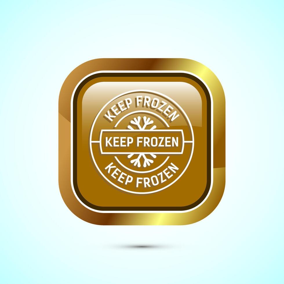 Keep frozen icon design illustration, Frozen product badge label sign, Gold color square button design vector