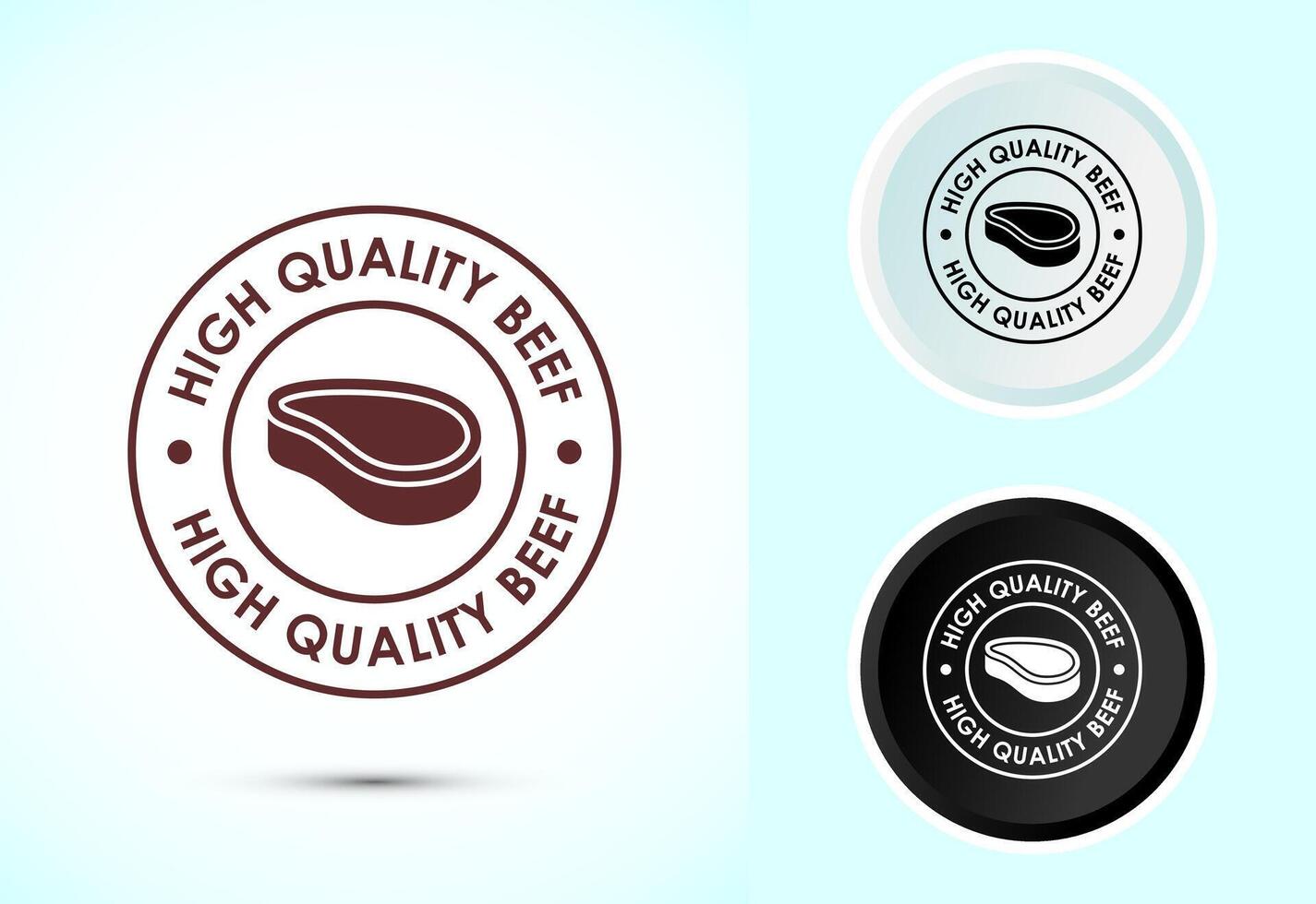 High quality beef icon design, High quality beef meat badge, Color black and white vector
