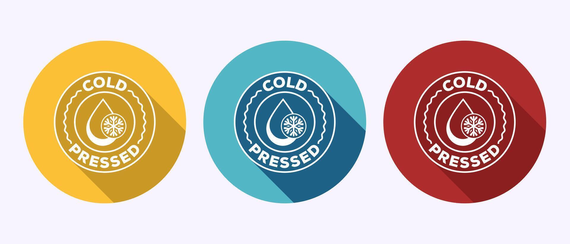 Cold pressed icon design, Cold pressed label badge in shadow button design vector