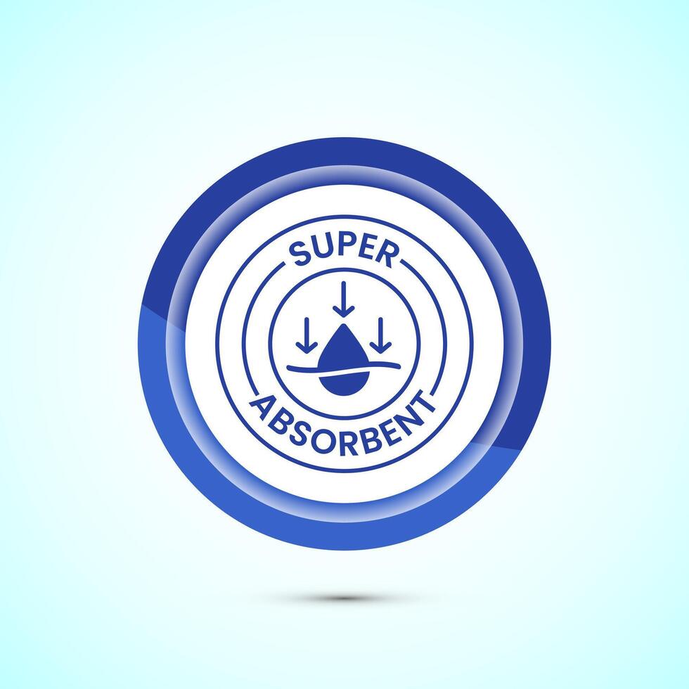 Water absorbent icon design illustration, Water drop absorb sign, symbol, Blue color button design vector