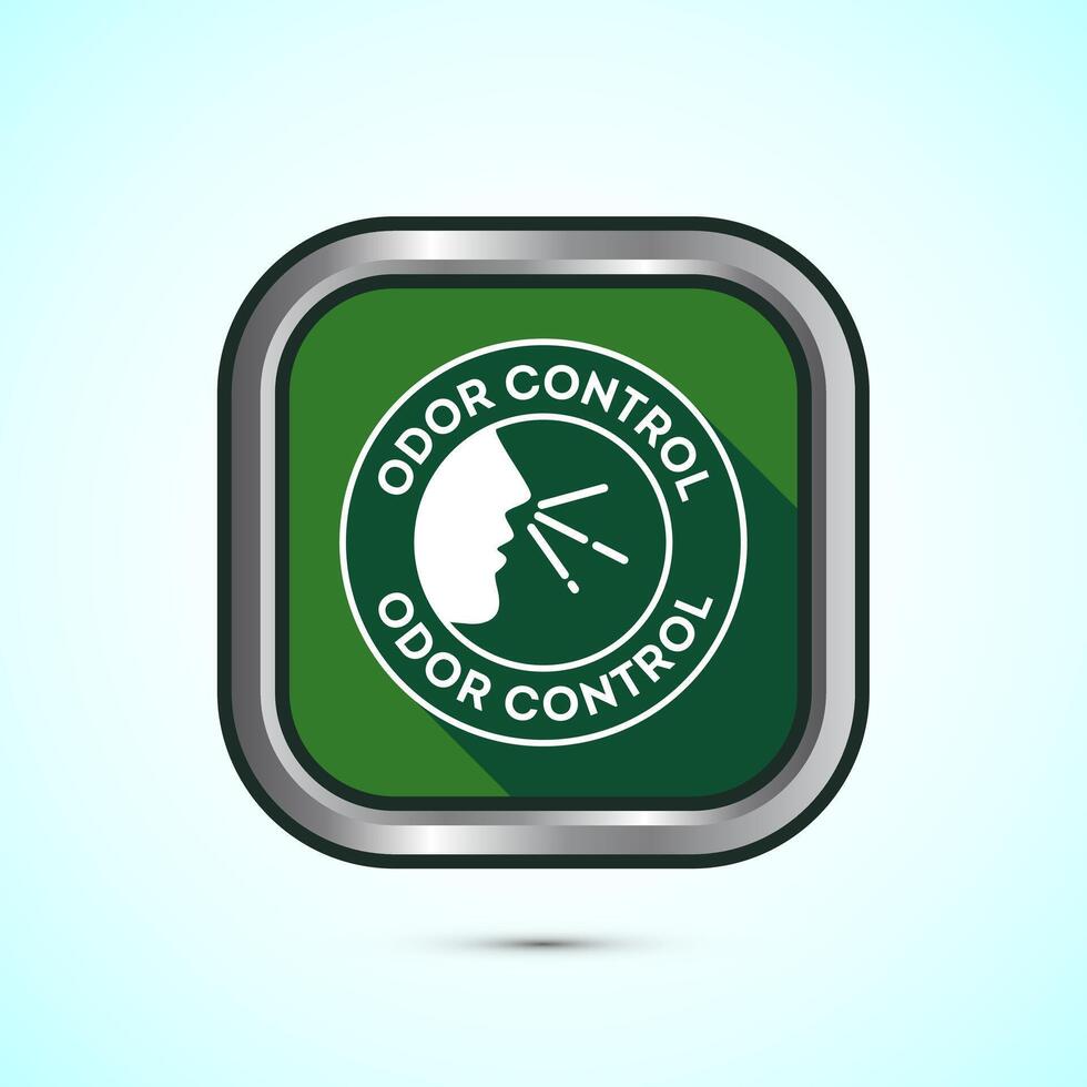 Odor control icon design illustration. Anti bad smell icon, Odor free label, Green color shadow button design vector