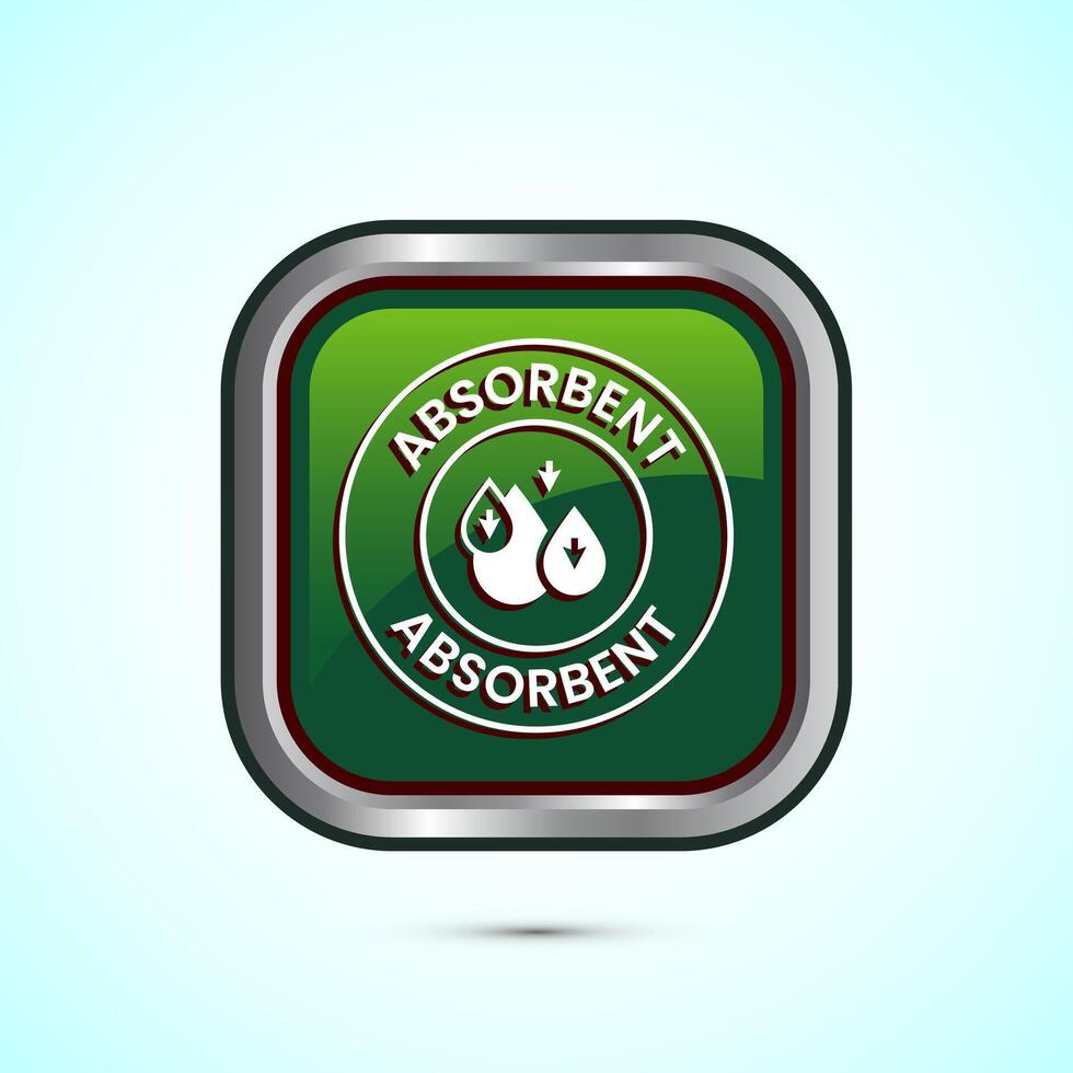 Water absorbent icon design illustration, Water drop absorb sign, symbol, Green color square button design vector