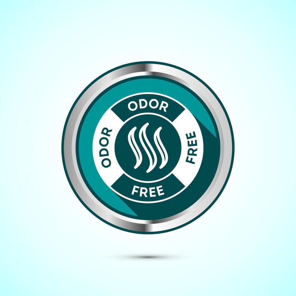 Odor control icon design illustration. Anti bad smell icon, Odor free label, Teal color shadow button design vector