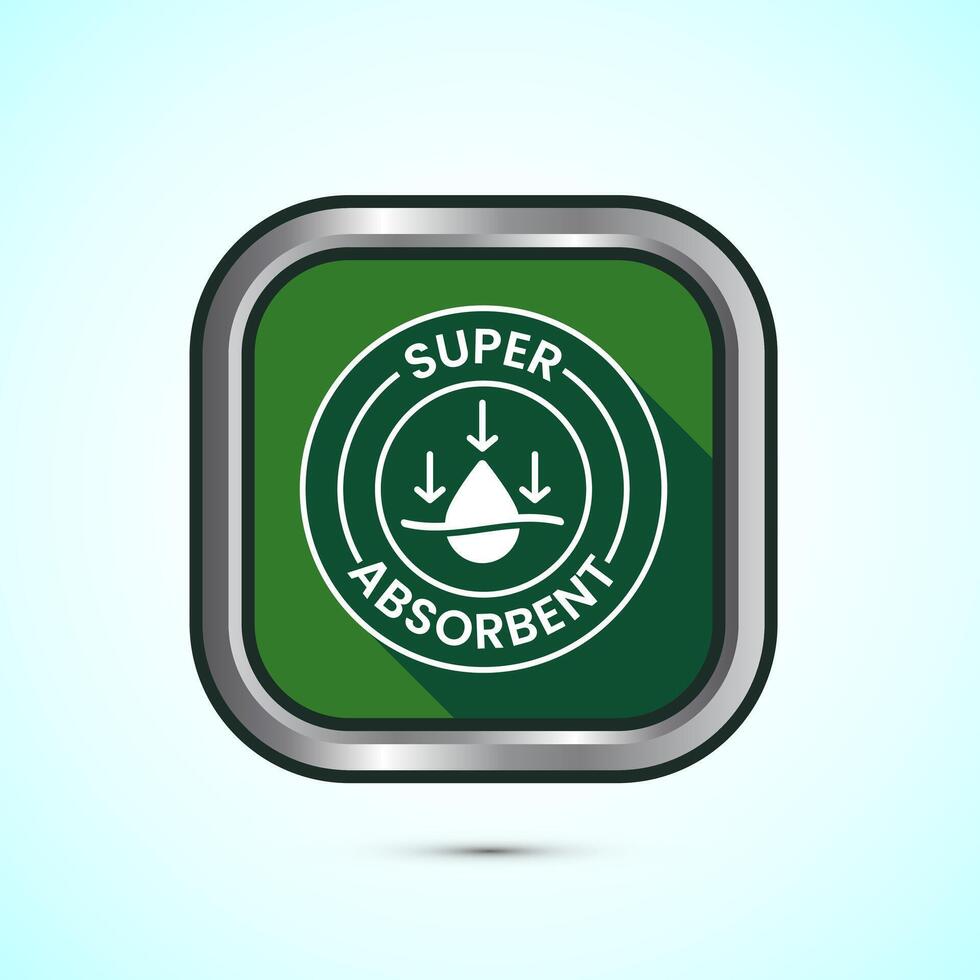 Water absorbent icon design illustration, Water drop absorb sign, symbol, Green color shadow button design vector