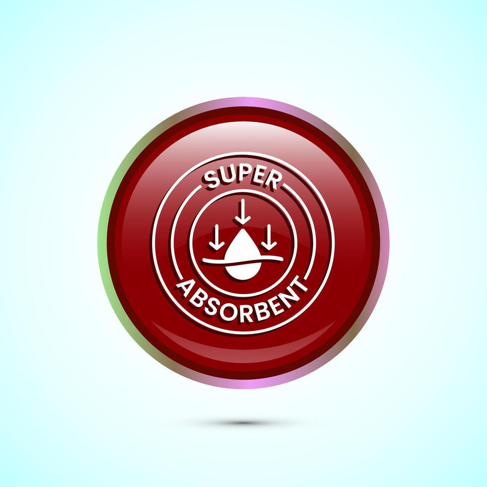 Water absorbent icon design illustration, Water drop absorb sign, symbol, Red color round button design vector