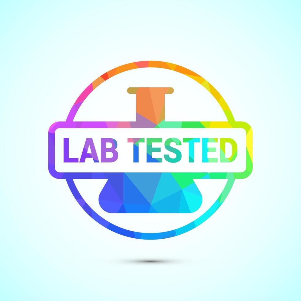 Lab tested icon. Clinically certified, low poly style vector